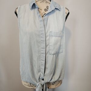 Cloth & Stone Light Blue Tie-Front Blouse